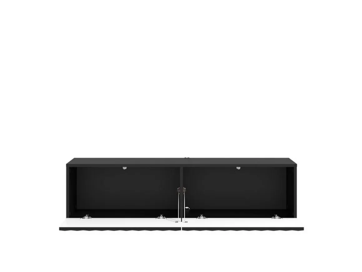 Mobile Porta tv Nero Nero Antracite un Ripiano 2 Ante 128x42x32h cm, 2 Vani - Vetto