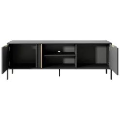 Mobile Porta tv Nero oro 2 Ripiani 2 Ante 153x40x53h cm, 4 Vani - Kaleka
