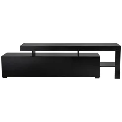 Mobile Porta tv Nero un Ripiano 3 Ante 192x37x53h cm, Luci led Incluse - Trasacco
