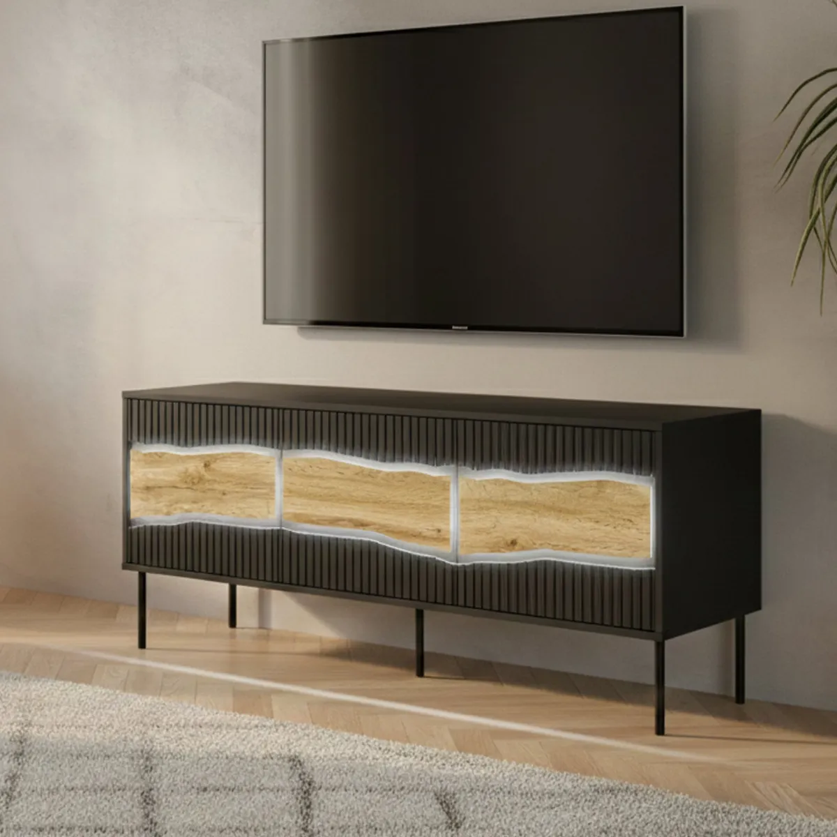 Mobili Porta Tv > Dmora Mobile porta TV Novoli, 144x40 h62 cm, e Rovere Nodi Nero