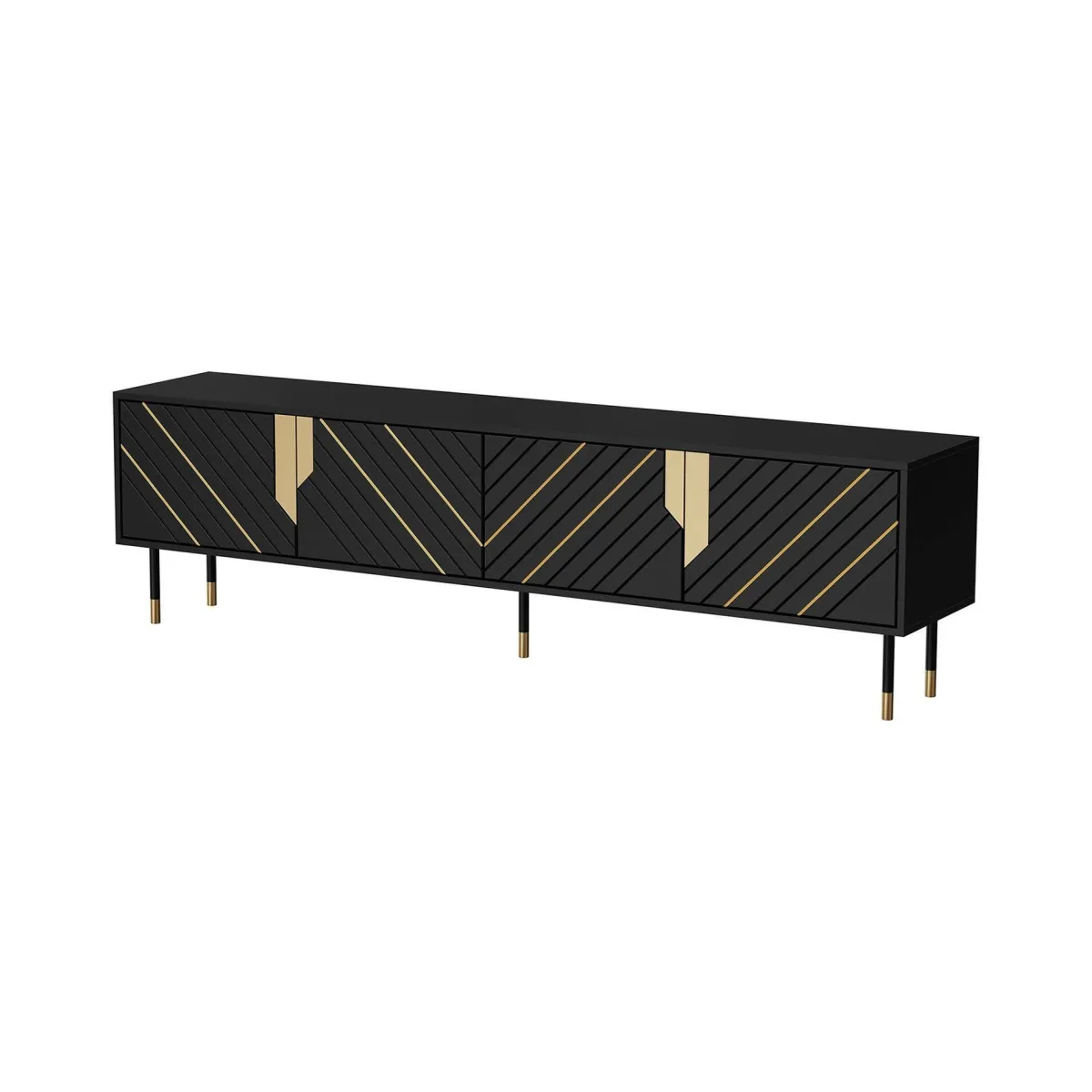 Mobili Porta Tv > Dmora Mobile porta TV Seborga, 204x40 h55 cm, Nero e Oro Oro, Nero