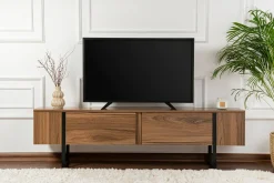 Mobile porta TV Tarquin, 180x30 h50 cm, Noce e Nero