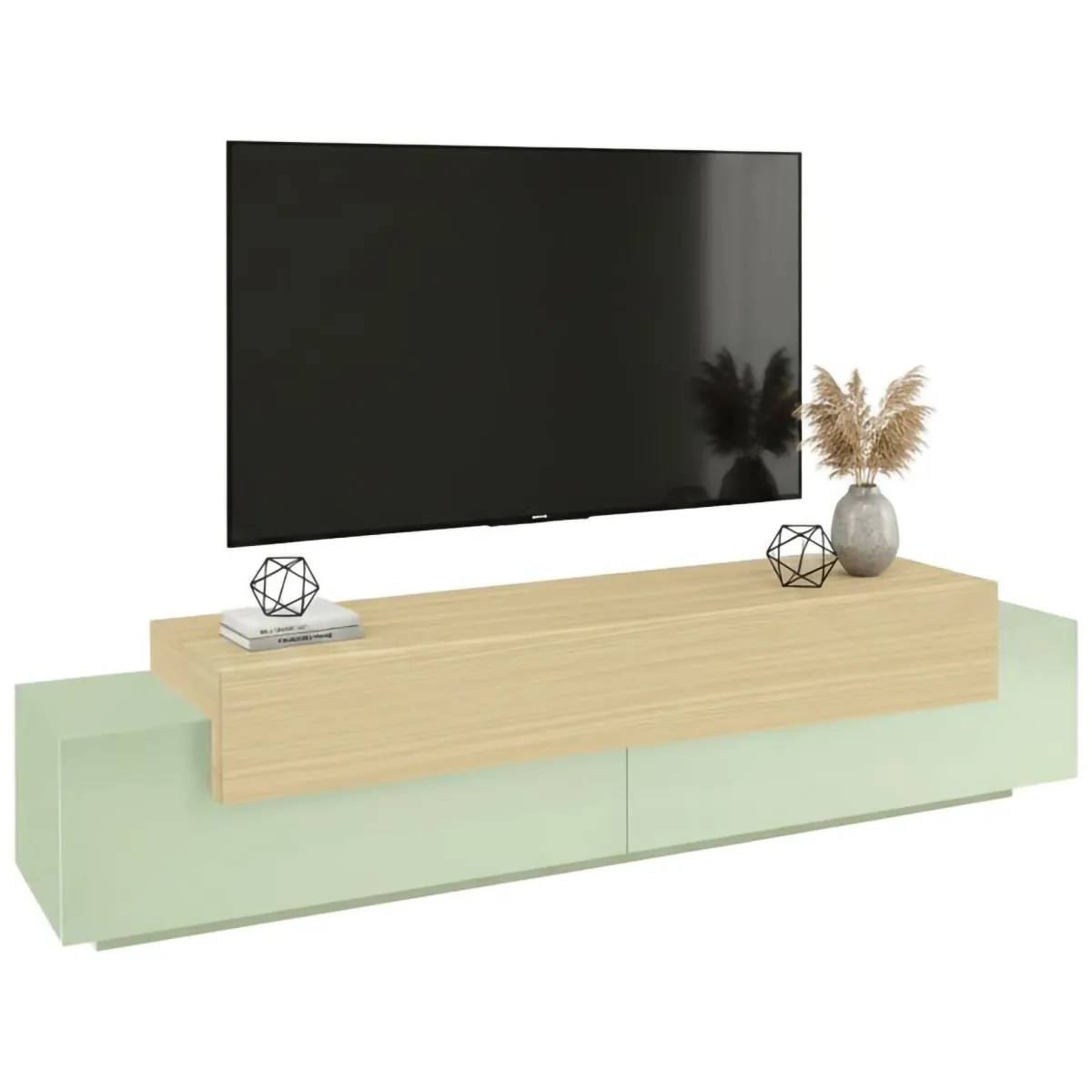 Mobili Porta Tv > Dmora Mobile Porta tv 3 Ripiani 4 Vani 200x45x51.5h cm, 3 Ante - Cassino Verde