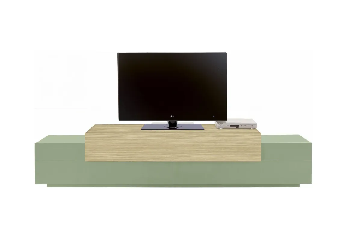 Mobile Porta tv Verde 3 Ripiani 4 Vani 240x45x51.5h cm, 3 Ante - Curino