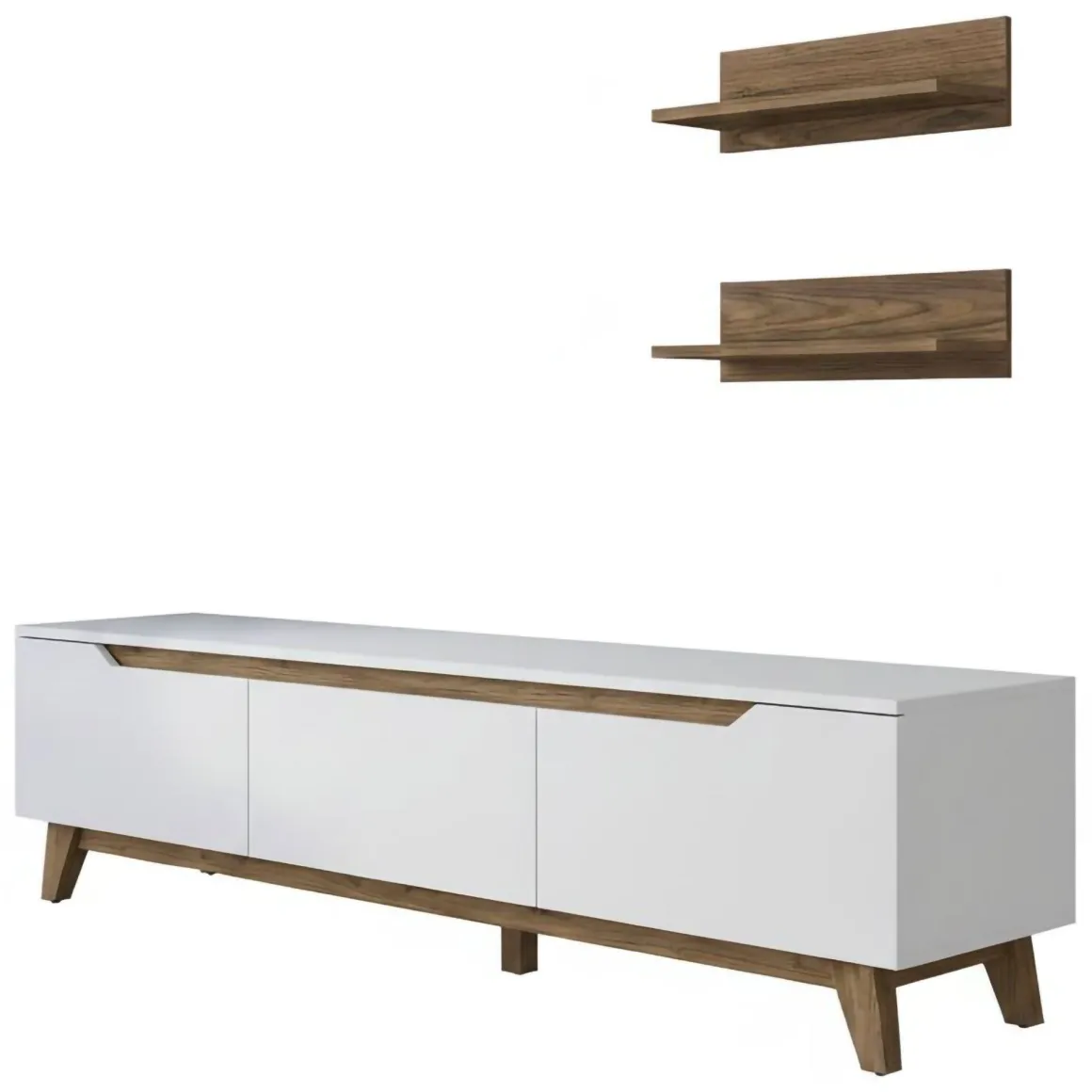 Mobile salotto in legno 180cm bianco e noce - Mukda