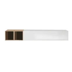 Pareti Attrezzate > Dmora Mobile salotto in legno e metallo 194cm bianco lucido e rovere - Koguma Marrone Rovere, Bianco Lucido