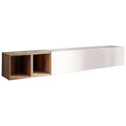 Pareti Attrezzate > Dmora Mobile salotto in legno e metallo 194cm bianco lucido e rovere - Koguma Marrone Rovere, Bianco Lucido