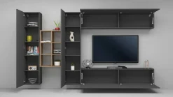 Mobile salotto moderno 280cm antracite e acero - Agna