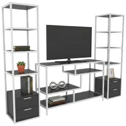 Mobile salotto moderno 198cm bianco e antracite - Felion