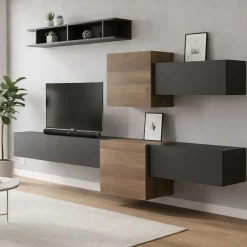 Mobile salotto moderno 262cm noce e antracite - Tony