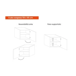 Mobile salotto moderno 262cm noce e antracite - Tony