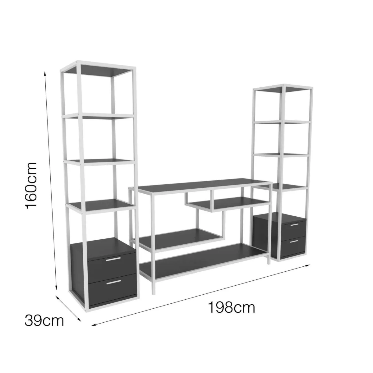 Salotto|Pareti Attrezzate > Dmora Mobile salotto moderno 198cm oro e quercia - Felion Marrone, Oro Quercia