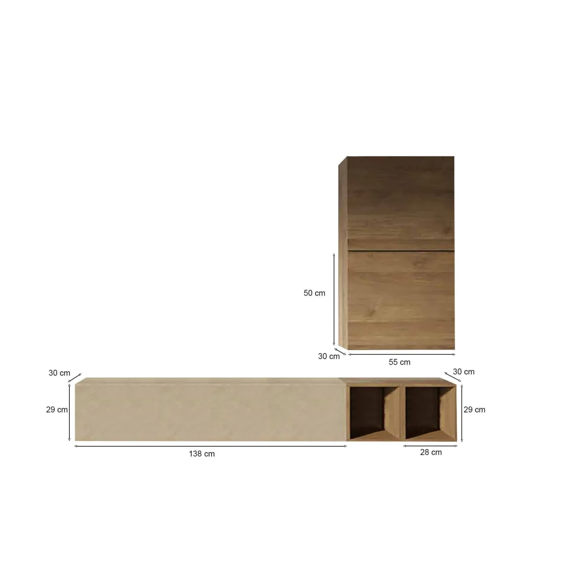 Mobile salotto multifunzione 194cm noce e grigio - Humberto