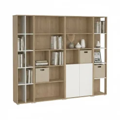 Mobile salotto multifunzione 240cm rovere e bianco - Litvjak