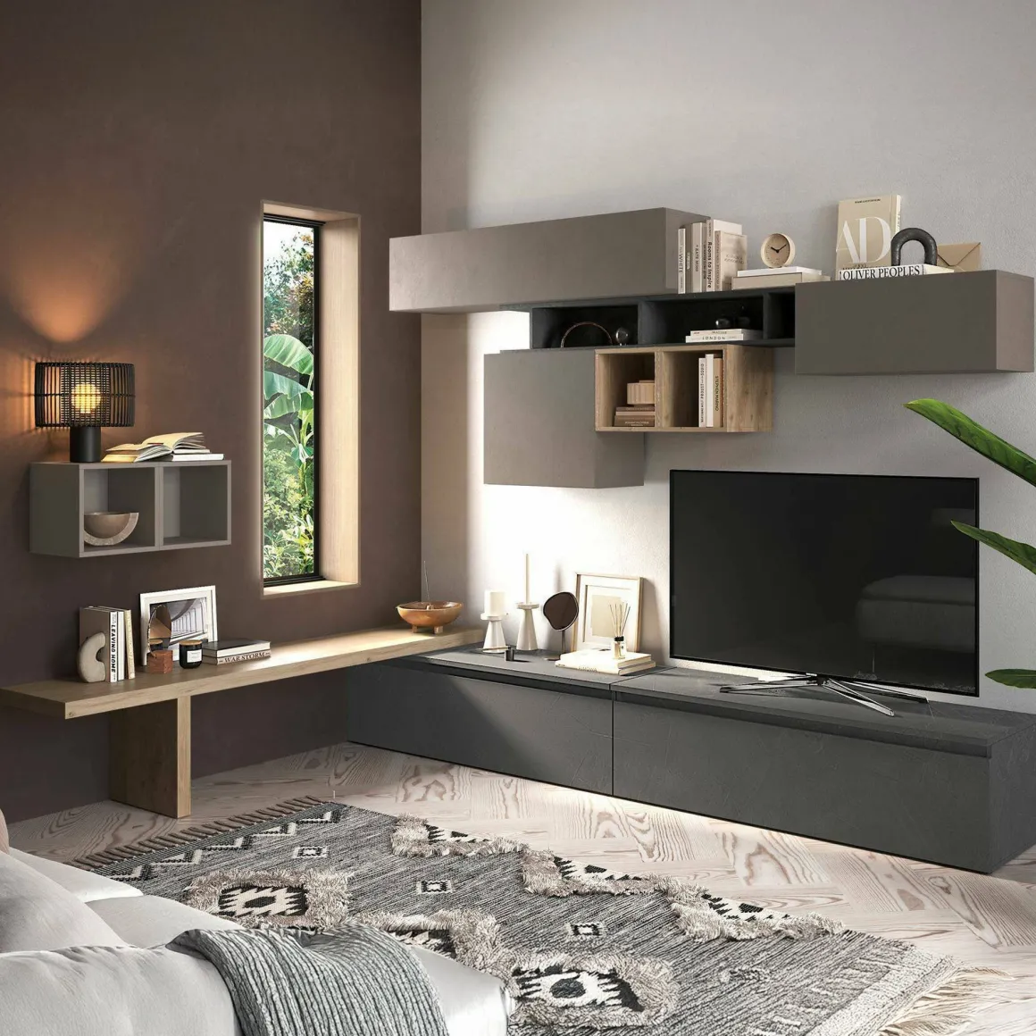 Mobile salotto multifunzione 276cm bronzo e antracite - Polo