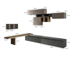 Mobile salotto multifunzione 276cm bronzo e antracite - Polo