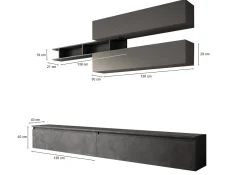 Pareti Attrezzate > Dmora Mobile salotto 6 ripiani 276cm ardesia e grigio scuro - Gilma Grigio Scuro, Grigio Ardesia