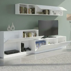 Mobile salotto 6 ripiani 260cm bianco - Vobarno