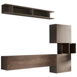 Mobile salotto 3 ripiani 215cm noce e grigio - Goni