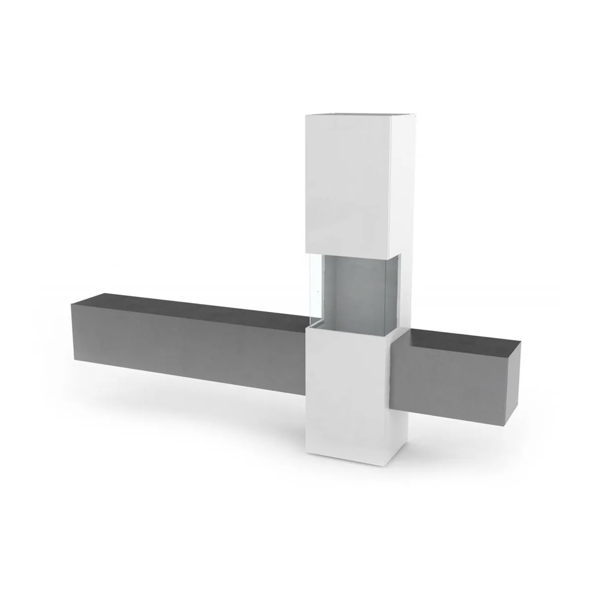 Salotto > Dmora Mobile salotto smart 265cm bianco lucido e ardesia - Abramo Grigio Ardesia, Bianco Lucido