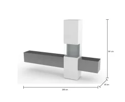 Salotto > Dmora Mobile salotto smart 265cm bianco lucido e ardesia - Abramo Grigio Ardesia, Bianco Lucido