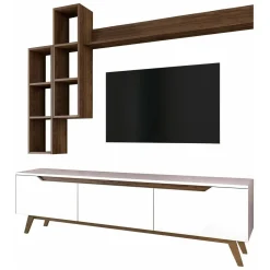 Salotto|Pareti Attrezzate > Dmora Mobile soggiorno 3 ante 280cm - Arin Bianco Lucido