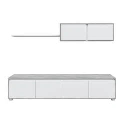 Salotto|Pareti Attrezzate > Dmora Mobile soggiorno 6 ante 200cm bianco e cemento - Amir Grigio, Bianco Cemento