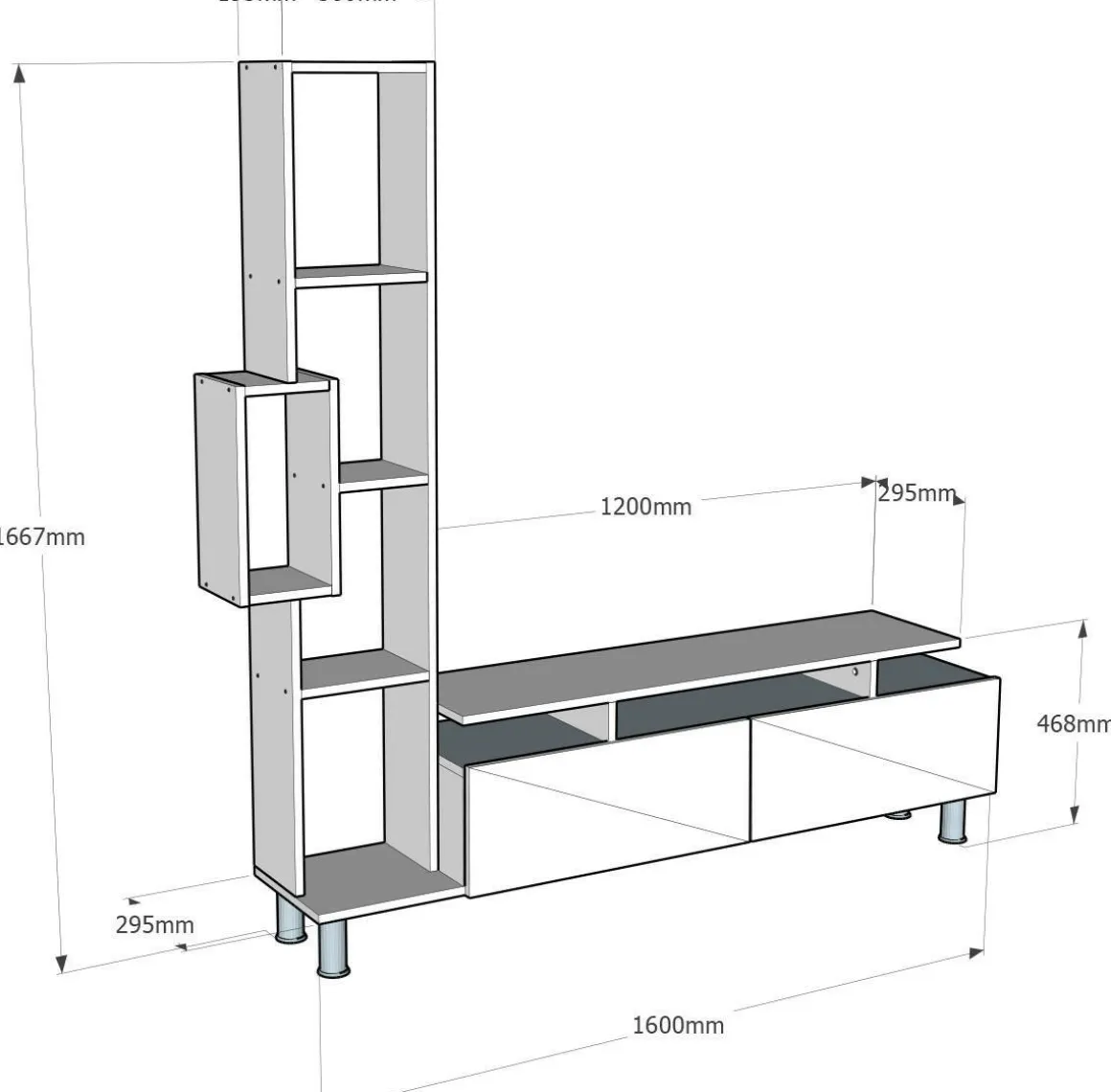 Mobile soggiorno classico 160cm bianco e noce - Biskek