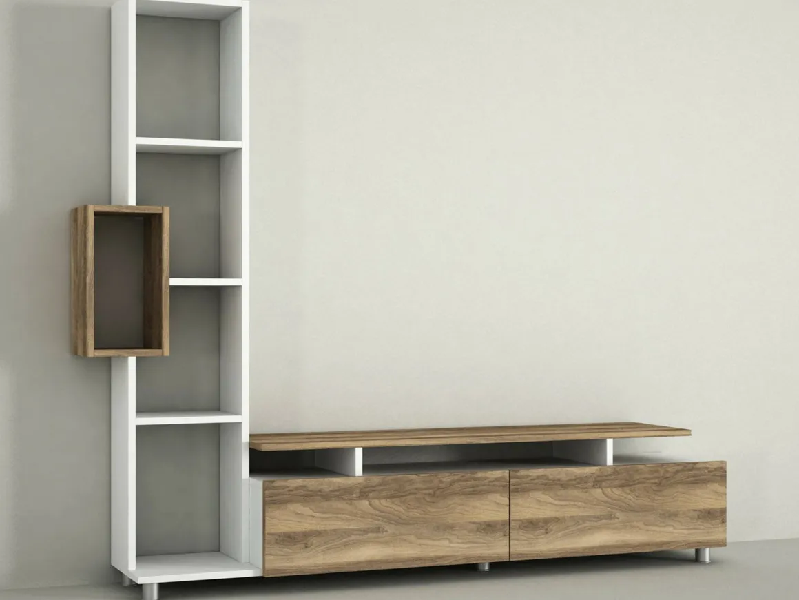 Mobile soggiorno classico 160cm bianco e noce - Biskek
