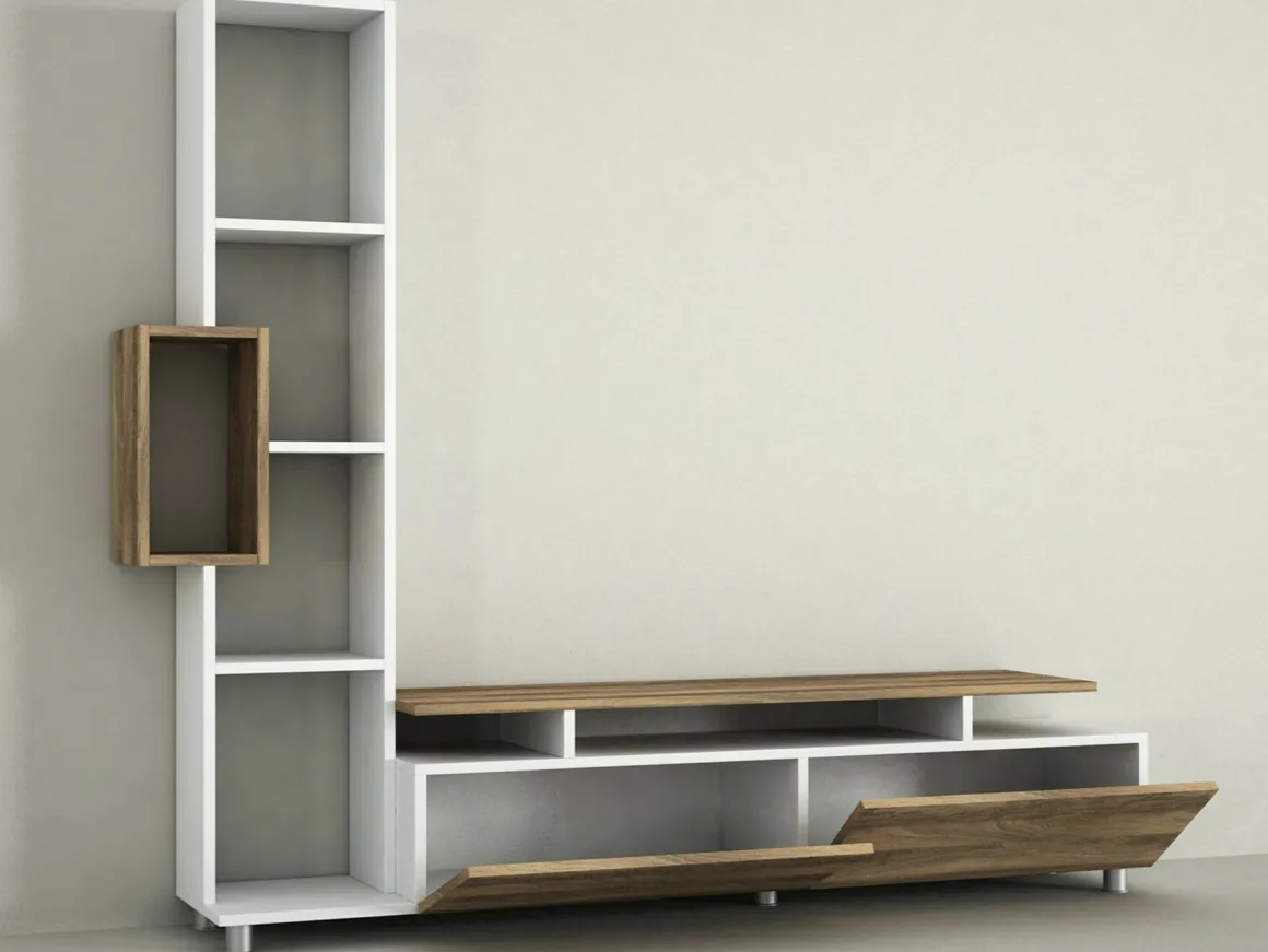 Mobile soggiorno classico 160cm bianco e noce - Biskek