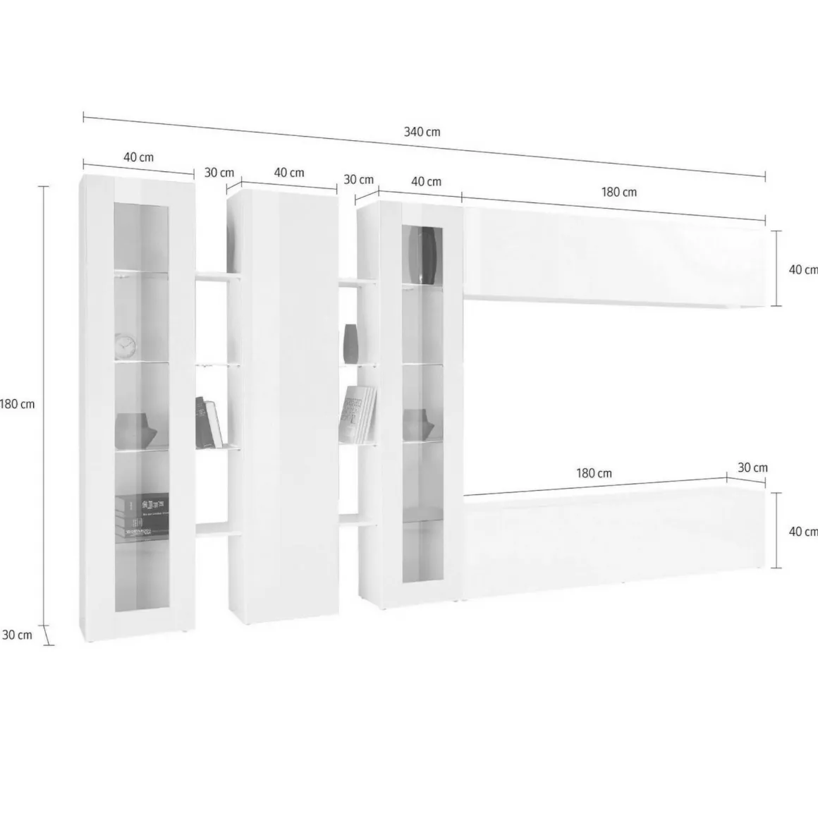 Mobile soggiorno classico 340cm antracite - Atta