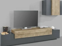 Mobile soggiorno in legno 240cm antracite e acero - Alaskino