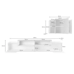 Salotto > Dmora Mobile soggiorno in legno 240cm - Alaskino Bianco Lucido