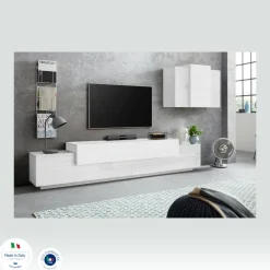 Salotto > Dmora Mobile soggiorno in legno 240cm - Alaskino Bianco Lucido