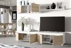 Mobile soggiorno moderno 200cm bianco e rovere - Amir