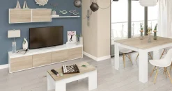 Mobile soggiorno moderno 200cm bianco e rovere - Amir