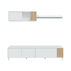 Salotto|Pareti Attrezzate > Dmora Mobile soggiorno multifunzione 200cm bianco e rovere - Banari Marrone, Bianco Rovere
