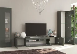 Mobile soggiorno multifunzione 290cm antracite lucido - Aslhey