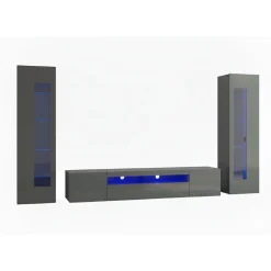 Mobile soggiorno multifunzione 290cm antracite lucido - Aslhey