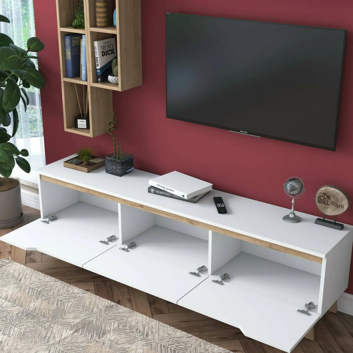 Mobile soggiorno scandi 180cm bianco e rovere - Atax
