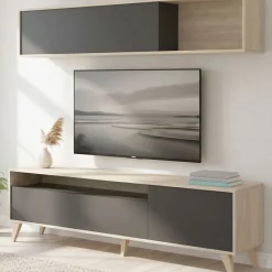 Mobile soggiorno smart 180cm antracite e legno - Arusha