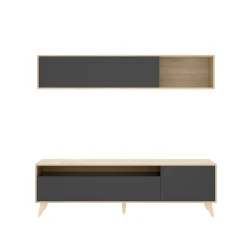 Mobile soggiorno smart 180cm antracite e legno - Arusha