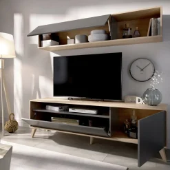 Mobile soggiorno smart 180cm antracite e legno - Arusha