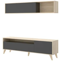 Mobile soggiorno smart 180cm antracite e legno - Arusha
