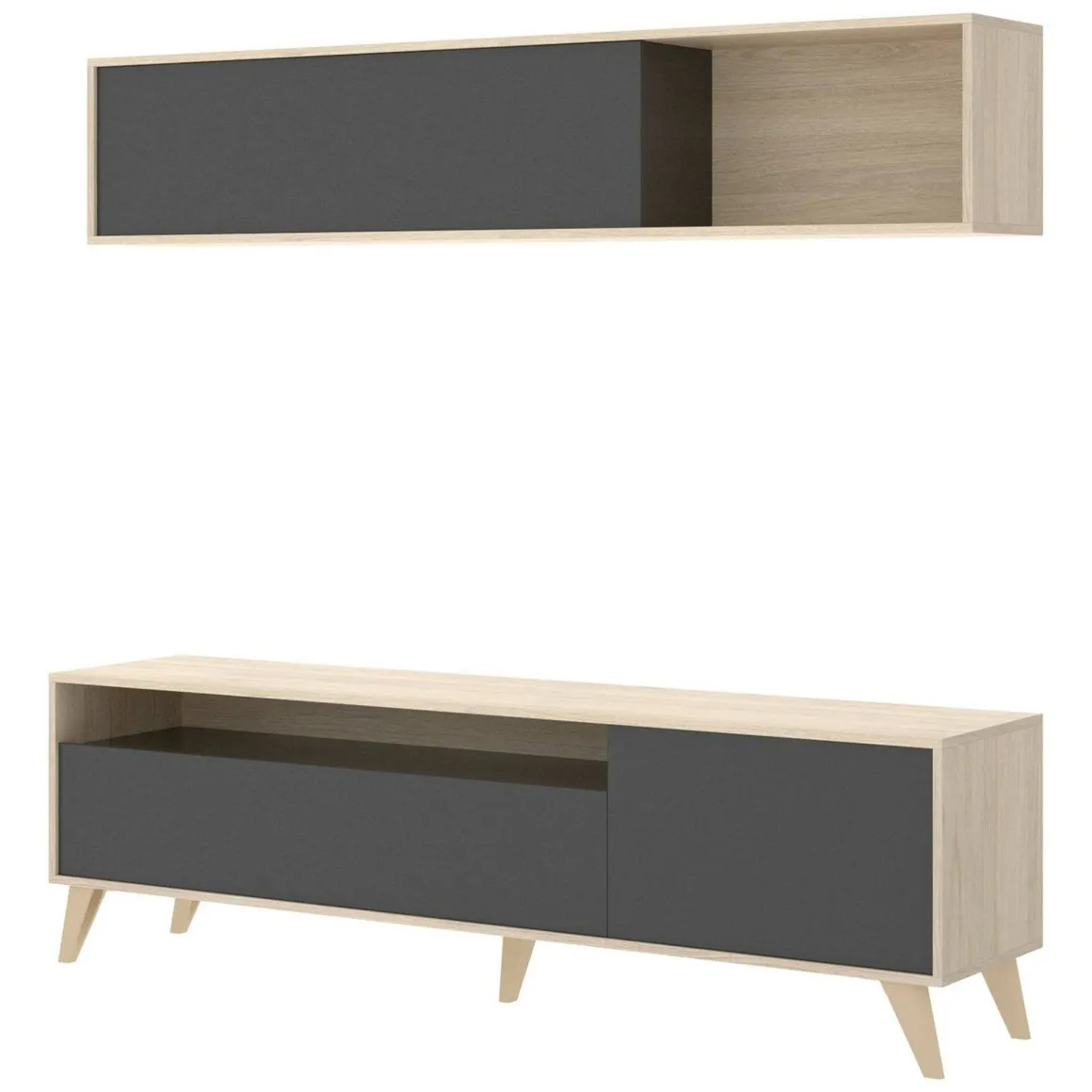 Mobile soggiorno smart 180cm antracite e legno - Arusha