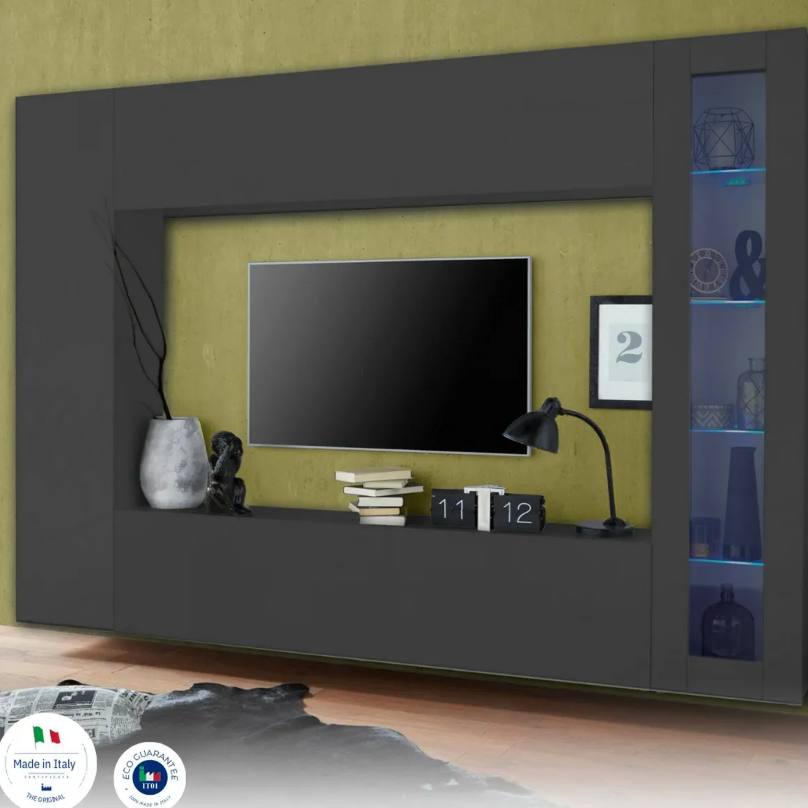 Mobile soggiorno smart 260cm antracite - Alatri