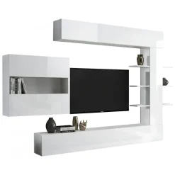 Mobile soggiorno smart 295cm bianco lucido e bianco - Aragosta