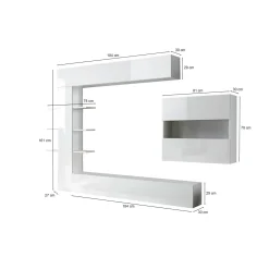 Mobile soggiorno smart 295cm bianco lucido e bianco - Aragosta