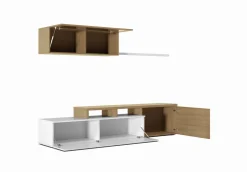 Salotto > Dmora Mobile soggiorno smart 200cm rovere e bianco lucido - Amitraz Bianco Lucido, Marrone Rovere