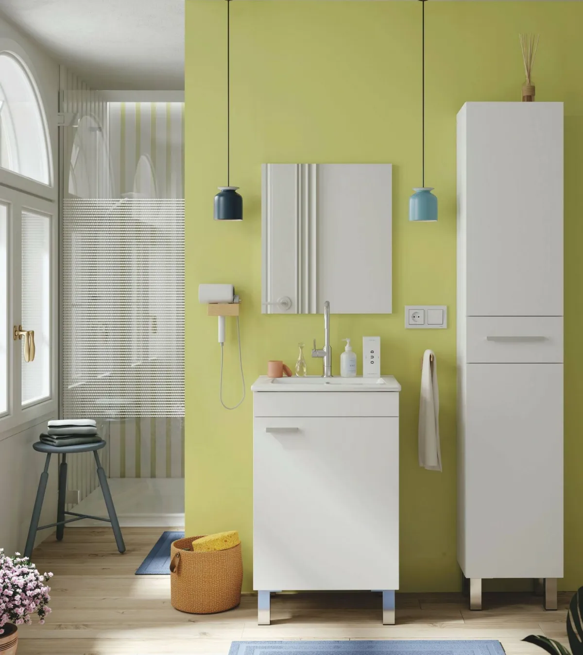 Mobili Sottolavabo > Dmora Mobile sottolavabo 1 anta 50x38x80h cm - Iselle Bianco Lucido